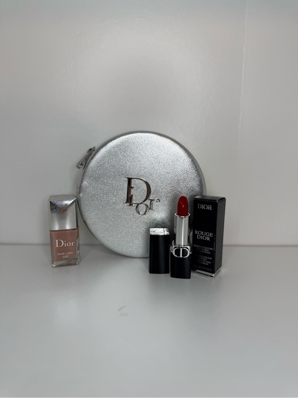 Dior Bundle. Lipstick. Nail polish. Makeup bag.